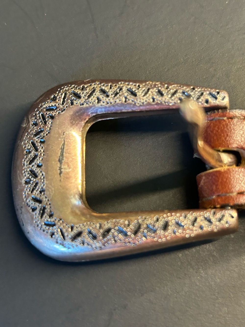 Vintage Brighton Leather Western Belt in Brown with Silver Accents - Picture 8 of 10